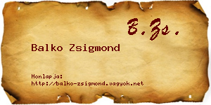 Balko Zsigmond névjegykártya